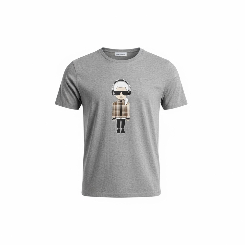 Karl Lagerfeld Paris Men's XL Heathered Gray Ikonik Designer Streetwear T-Shirt